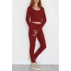 Parmak Geçmeli U Yaka Raporlu İnterlok Takım Bordo - 90975.1748.