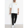 Penye Unisex Ön Arka Baskılı Tişört Ekru - 71419.1871.
