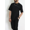 Penye Unisex Ön Arka Baskılı Tişört Siyah - 71418.1871.