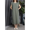 Pike Modal Vatkalı Elbise Haki - 90066.1758.