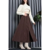 Pileli Kemerli Midi Etek Kahve - 70999.1934.