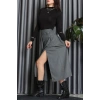 Poliviskon Pileli Kemer Detaylı Etek Antrasit - 70903.1434.