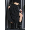 Poliviskon Pileli Kemer Detaylı Etek Siyah - 70903.1434.