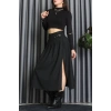 Poliviskon Pileli Kemer Detaylı Etek Siyah - 70903.1434.
