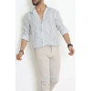 Poplin Çizgili Erkek Gömlek Beyazsiyah - 71094.1947.