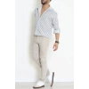 Poplin Çizgili Erkek Gömlek Beyazsiyah - 71094.1947.