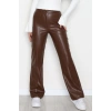 Pu Deri Çımalı Pantolon Kahve - 51099.1779.