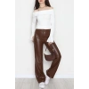 Pu Deri Çımalı Pantolon Kahve - 51099.1779.