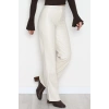 Pu Deri Çımalı Pantolon Krem - 51099.1779.