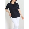 Puantiyeli Viskon Büyük Beden Bluz Lacivert - 71466.2080.