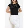 Pul Detaylı Bluz Siyah - 44007.599.