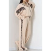 Pul Garnili 2 İplik Büyük Beden Eşofman Takımı Bej - 50807.1857.