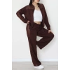 Pul Garnili 2 İplik Büyük Beden Eşofman Takımı Kahve - 52108.1567.