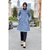 Püsküllü Kot Ceket Açık Mavi