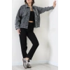 Püsküllü Kot Ceket Füme - 512.1238.
