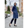 Püsküllü Kot Ceket Koyu Mavi