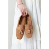 Püsküllü Süet Loafer Babet Taba - 32422.1846.