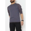 Reglan Kol 2 İplik Çizgili Penye Erkek Sweat Füme - 25384.2125.
