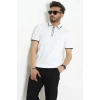 Ribana Detaylı Triko Polo Yaka Tişört Beyaz - 71595.2167.