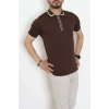 Ribana Detaylı Triko Polo Yaka Tişört Kahve - 71595.2167.