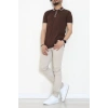Ribana Detaylı Triko Polo Yaka Tişört Kahve - 71595.2167.