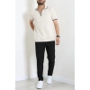 Ribana Detaylı Triko Polo Yaka Tişört Krem - 71595.2167.