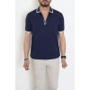 Ribana Detaylı Triko Polo Yaka Tişört Lacivert - 71595.2167.