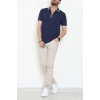 Ribana Detaylı Triko Polo Yaka Tişört Lacivert - 71595.2167.