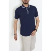 Ribana Detaylı Triko Polo Yaka Tişört Lacivert - 71595.2167.