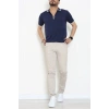 Ribana Detaylı Triko Polo Yaka Tişört Lacivert - 71595.2167.