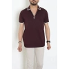 Ribana Detaylı Triko Polo Yaka Tişört Mürdüm - 71595.2167.