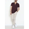 Ribana Detaylı Triko Polo Yaka Tişört Mürdüm - 71595.2167.