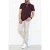 Ribana Detaylı Triko Polo Yaka Tişört Mürdüm - 71595.2167.