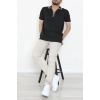 Ribana Detaylı Triko Polo Yaka Tişört Siyah - 71595.2167.