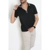 Ribana Detaylı Triko Polo Yaka Tişört Siyah - 71595.2167.