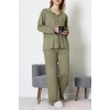 Ring Viskon Düğmeli Pijama Takımı Haki - 52201.1961.