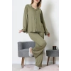 Ring Viskon Düğmeli Pijama Takımı Haki - 52201.1961.