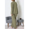 Ring Viskon Düğmeli Pijama Takımı Haki - 52201.1961.