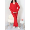 Ring Viskon Düğmeli Pijama Takımı Kırmızı - 52201.1961.