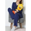 Ring Viskon Düğmeli Pijama Takımı Lacivert - 52201.1961.