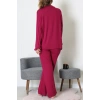Ring Viskon Düğmeli Pijama Takımı Mor - 52201.1961.