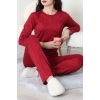 Sandy Alt Üst Aynı Pijama Takımı Bordosiyah - 52166.1048.