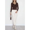 Sandy Kumaş Aksesuarlı Bluz Kahve - 70873.1918.