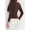 Sandy Kumaş Aksesuarlı Bluz Kahve - 70873.1918.