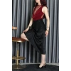 Sandy Kumaş Sırt Dantelli Çıtçıtlı Bluz Bordo - 71421.1380.