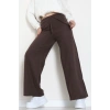 Selanik Kumaş Bel Lastikli Palazzo Pantolon Kahve - 51228.1567.