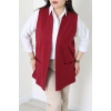 Selanik Kumaş Büyük Beden Yelek Bordo - 32221.1731.