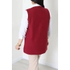 Selanik Kumaş Büyük Beden Yelek Bordo - 32221.1731.