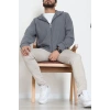 Selanik Kumaş Kapşonlu Erkek Sweat Füme - 42799.1567.
