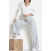 Selanik Kumaş Lastikli Palazzo Pantolon Gri - 51227.1567.
